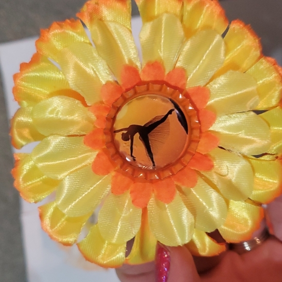 Handmade Hair Flower barrettes ballet yellow orange new - Picture 2 of 5